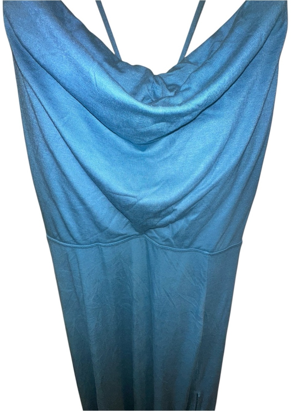 NWTs HALARA Cowl Neck Lace Up Midi Dress in Rainy Sky Blue Size Small - Picture 7 of 8
